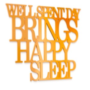 Napis na ścianę Well spent day brings happy sleep
