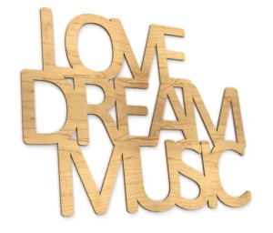 Napis na ścianę Love dream music
