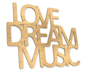 Napis na ścianę Love dream music